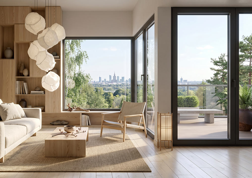 Okna balkonowe aluminiowe-Miru Evo Hidden - Aluhaus